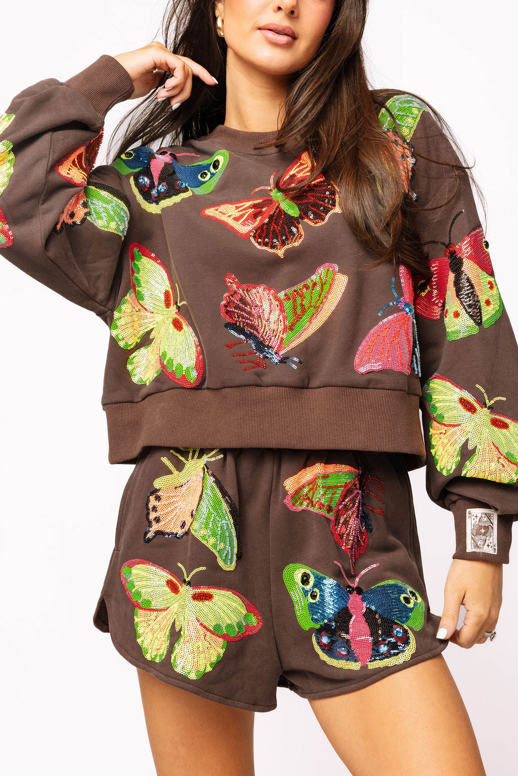 Brown & Neon Butterfly Short