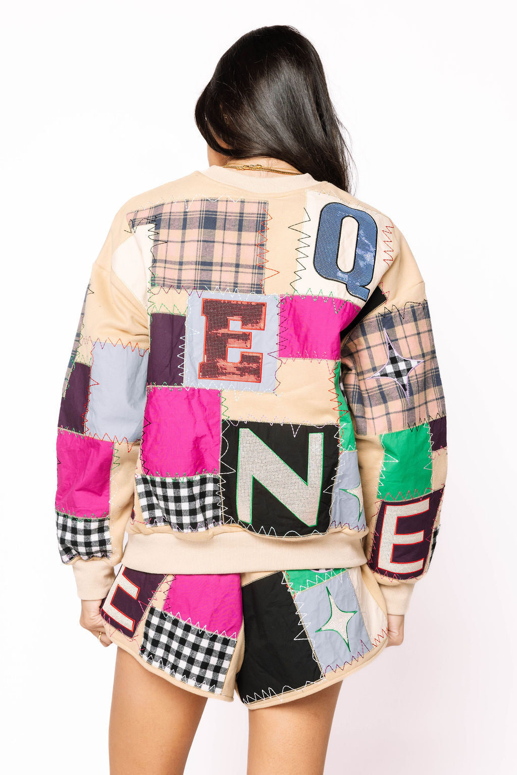 Beige Multi Queen Patchwork Short