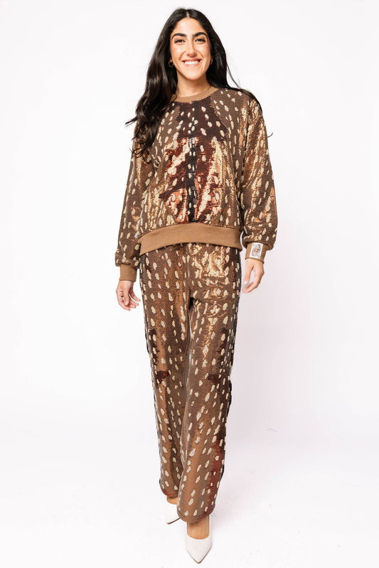 Brown Deer Print Pant