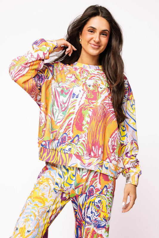Rainbow Multi Abstract Tiger Sweatshirt