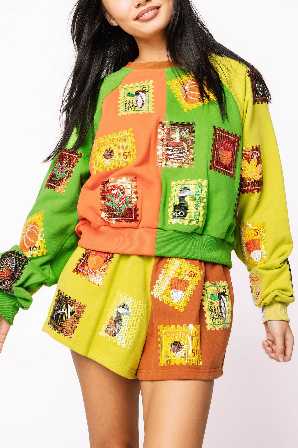 Colorblock Fall Stamp Short