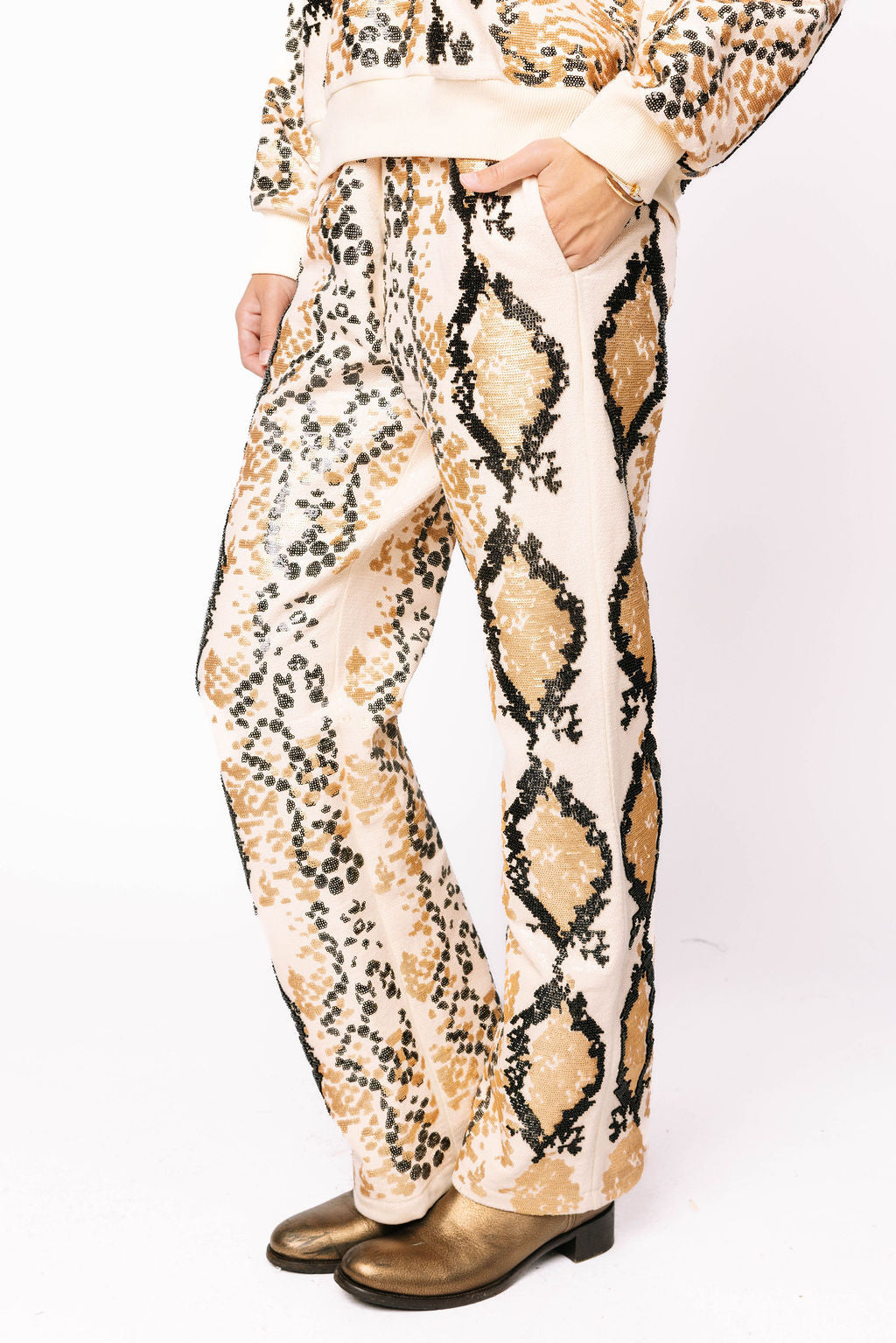 Neutral & Black Python Print Pant