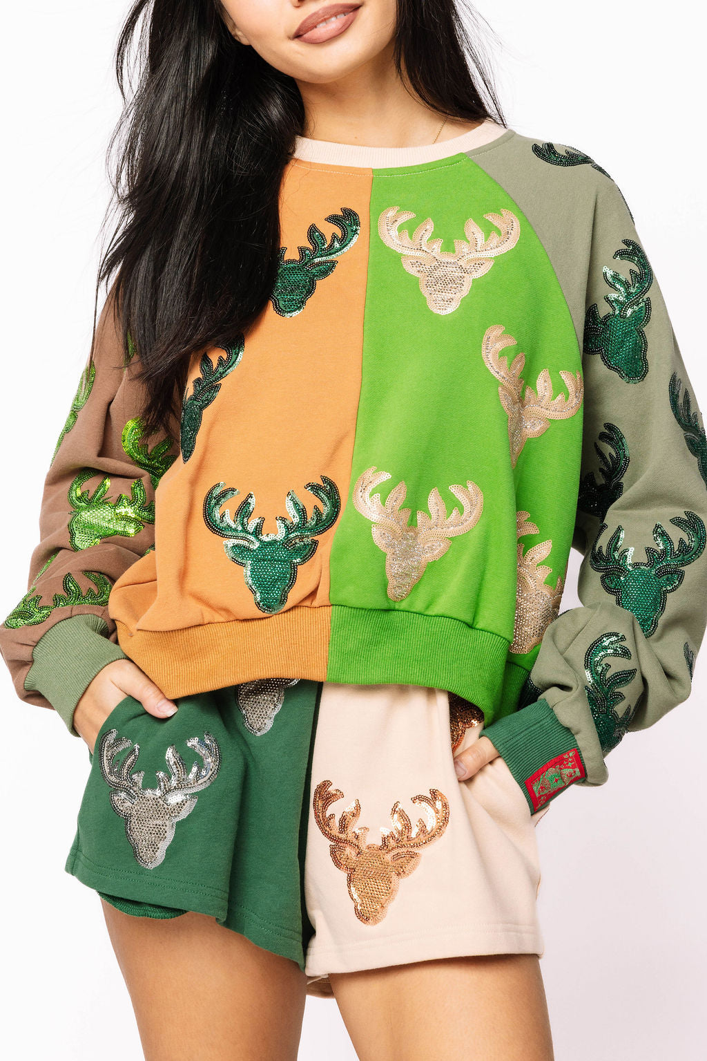 Colorblock Deer Head Short