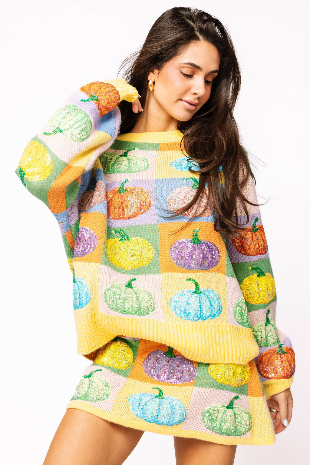 Pastel Colorblock Pumpkin Skirt