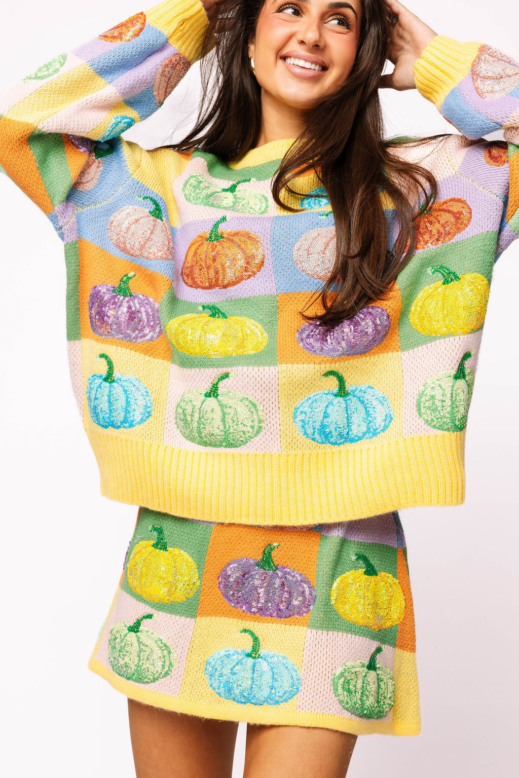 Pastel Colorblock Pumpkin Skirt