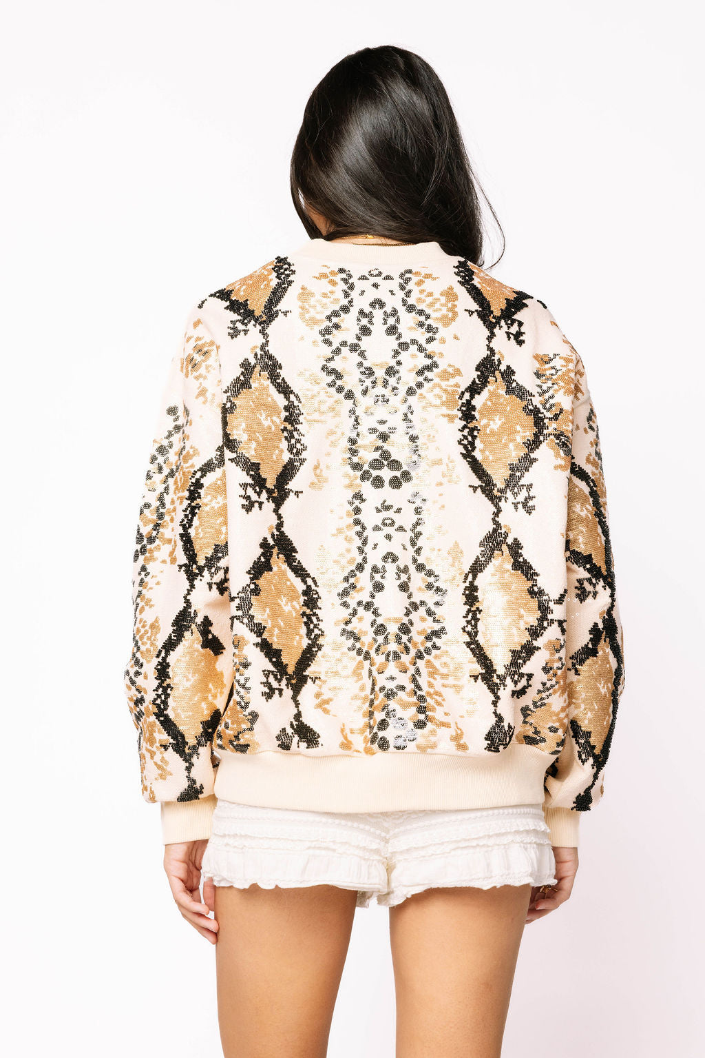 Neutral & Black Python Print Sweatshirt