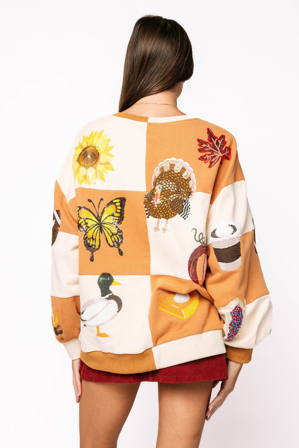 Brown & Ivory Checkered Fall Icon Sweatshirt