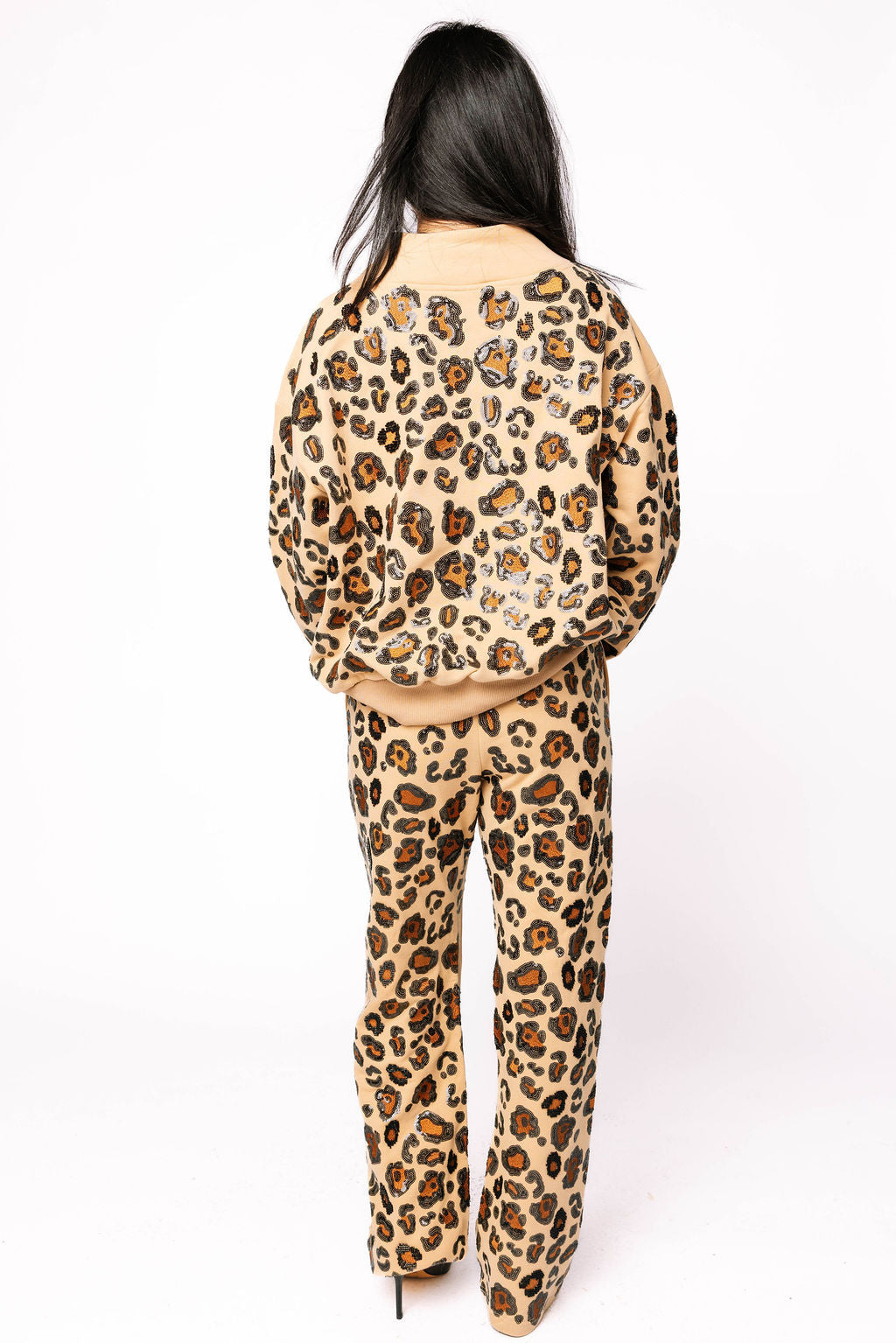 Tan, Brown, & Black Leopard Mock Neck Sweatshirt