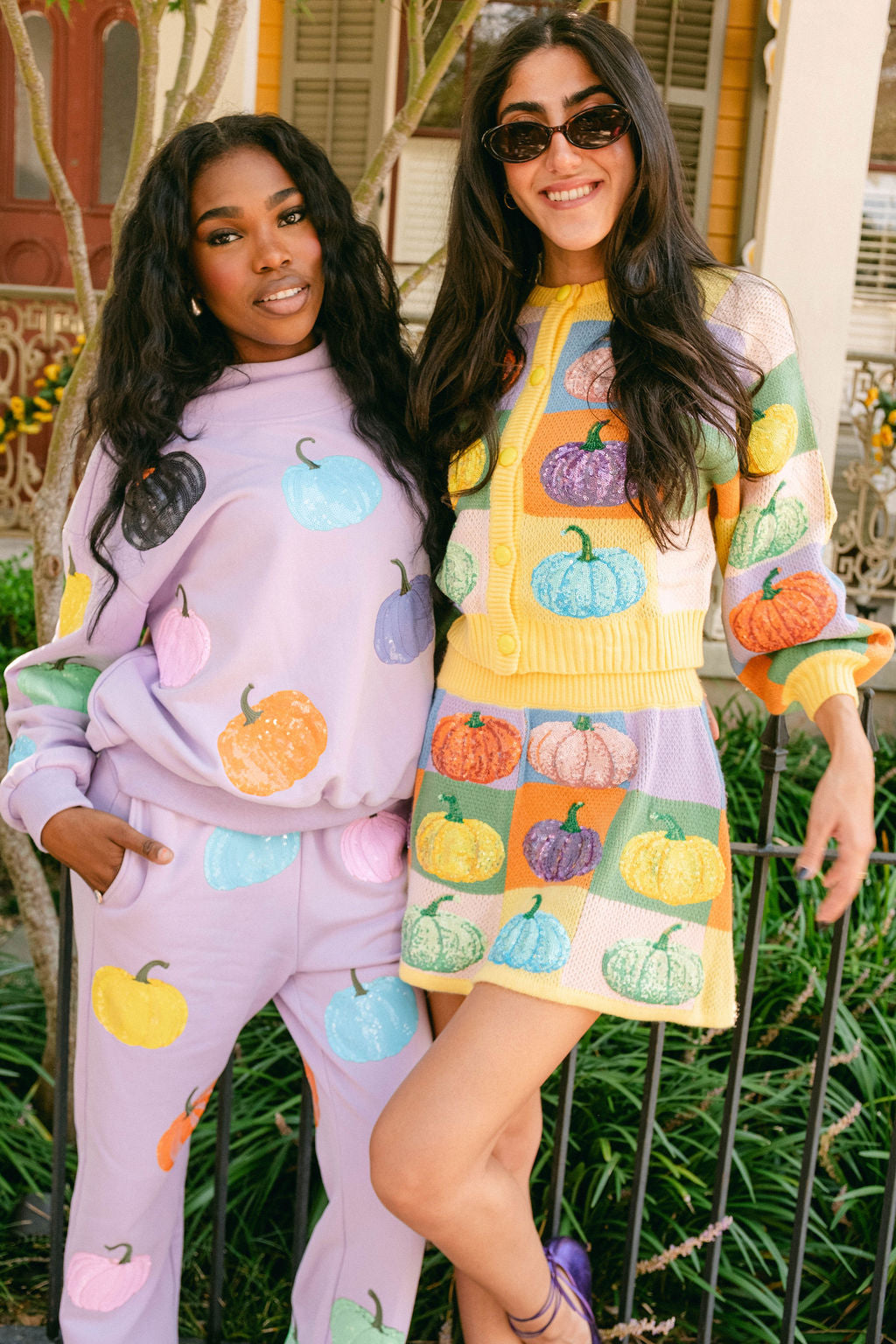 Pastel Colorblock Pumpkin Button Up Cardigan