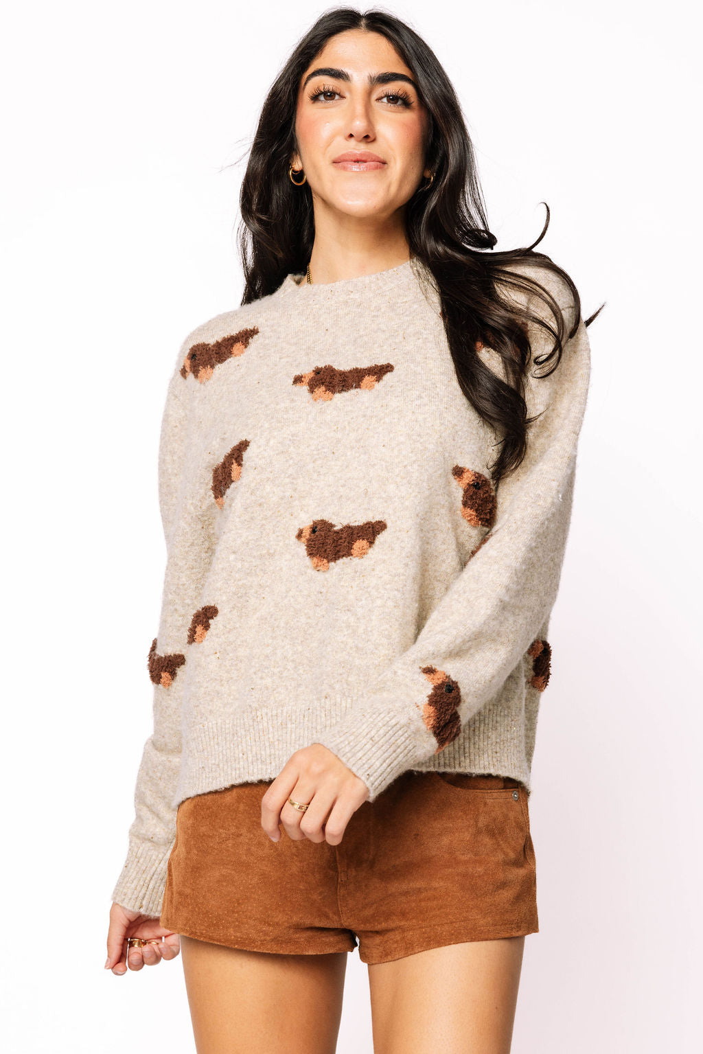 Grey Fuzzy Weenie Dog Sweater