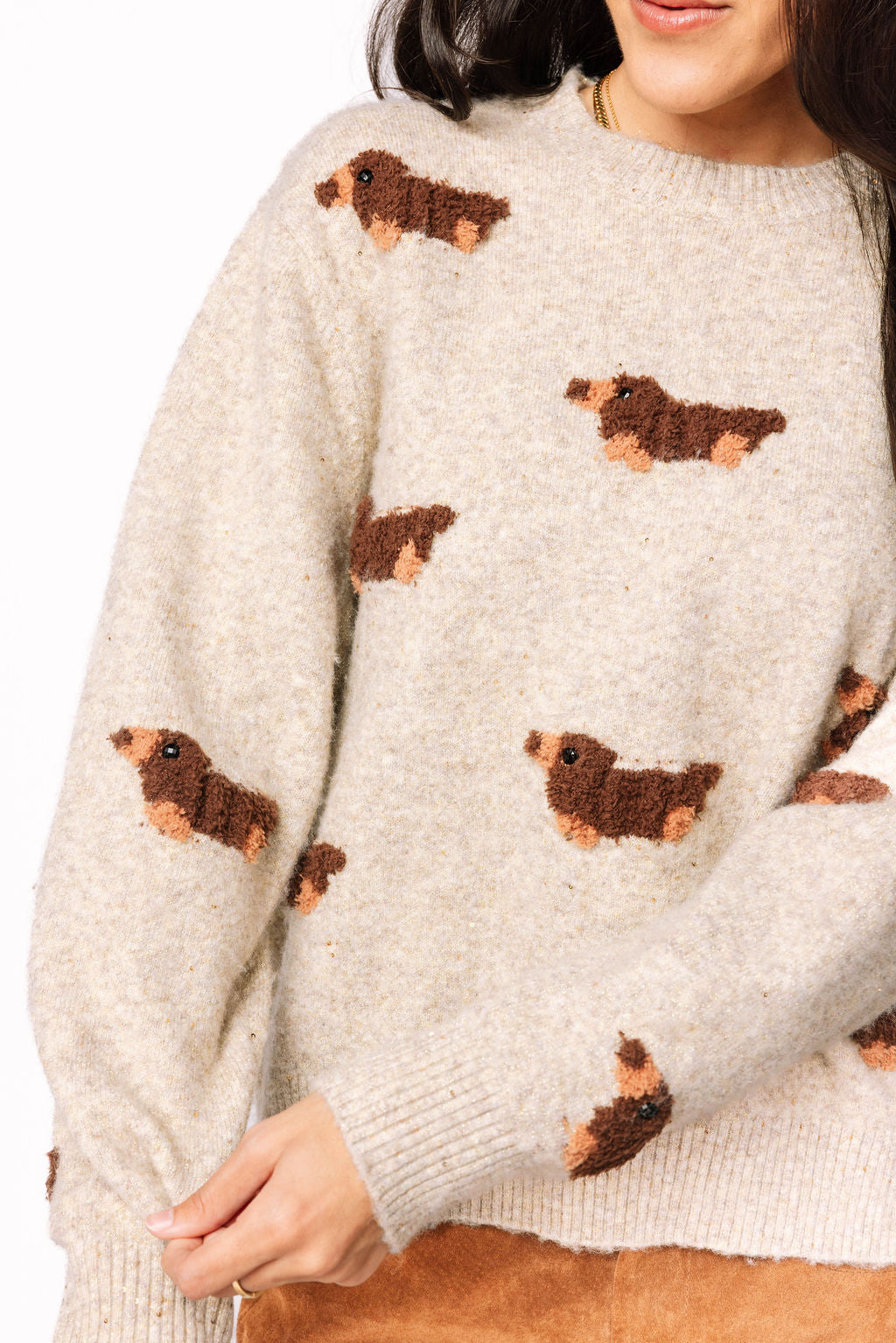 Grey Fuzzy Weenie Dog Sweater