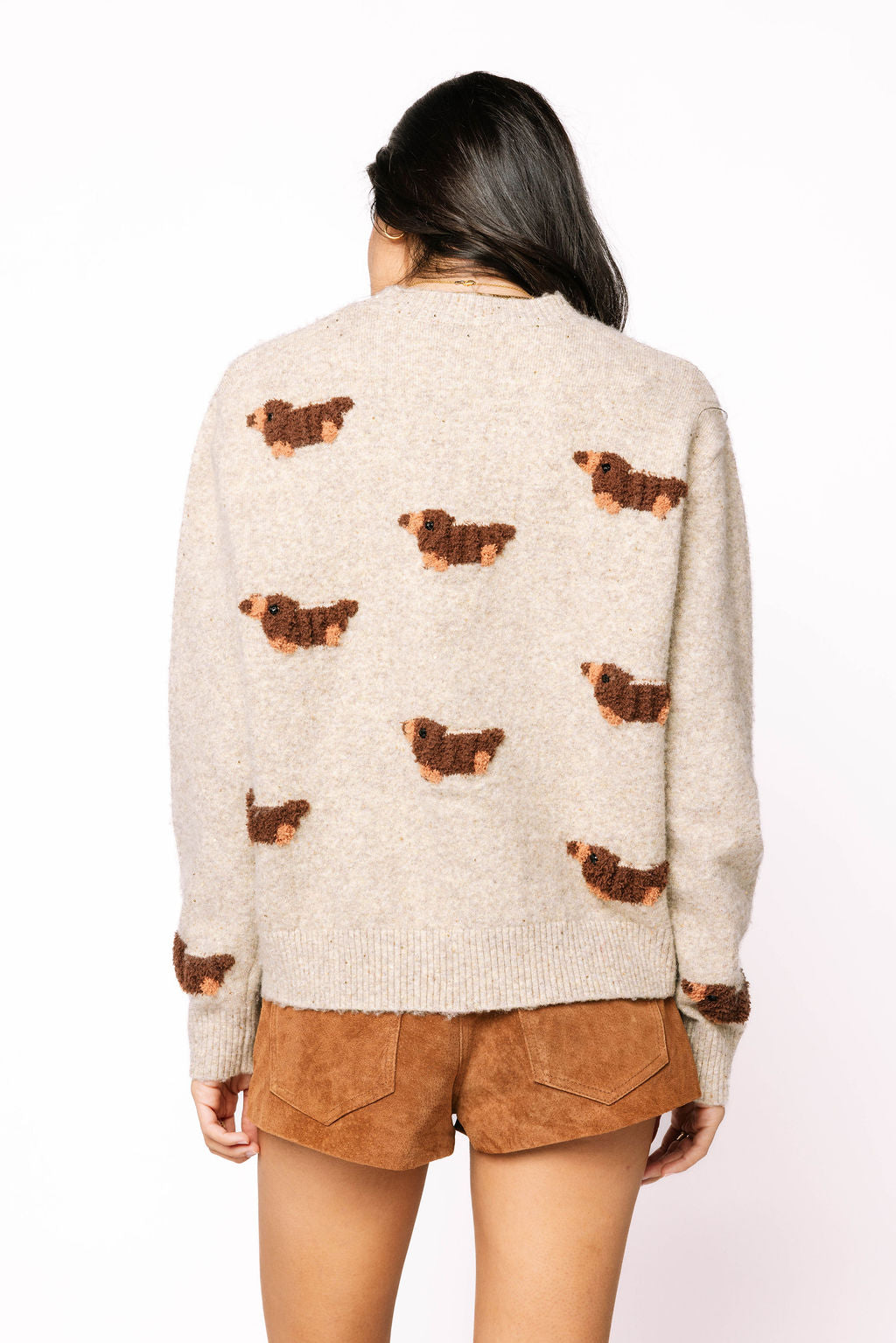 Grey Fuzzy Weenie Dog Sweater