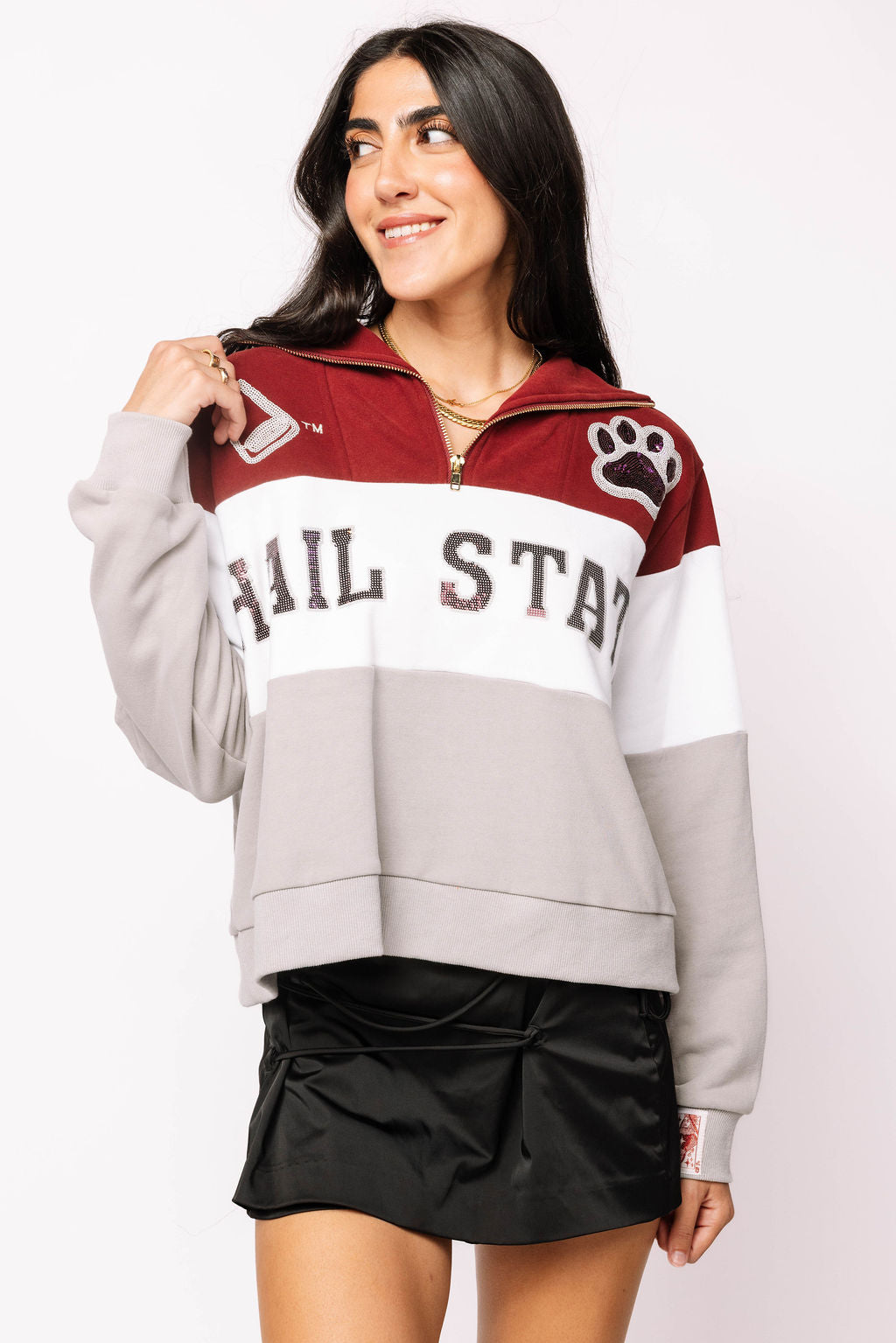 Licensed Miss State Quarter Zip Colorblock Sweatshirt