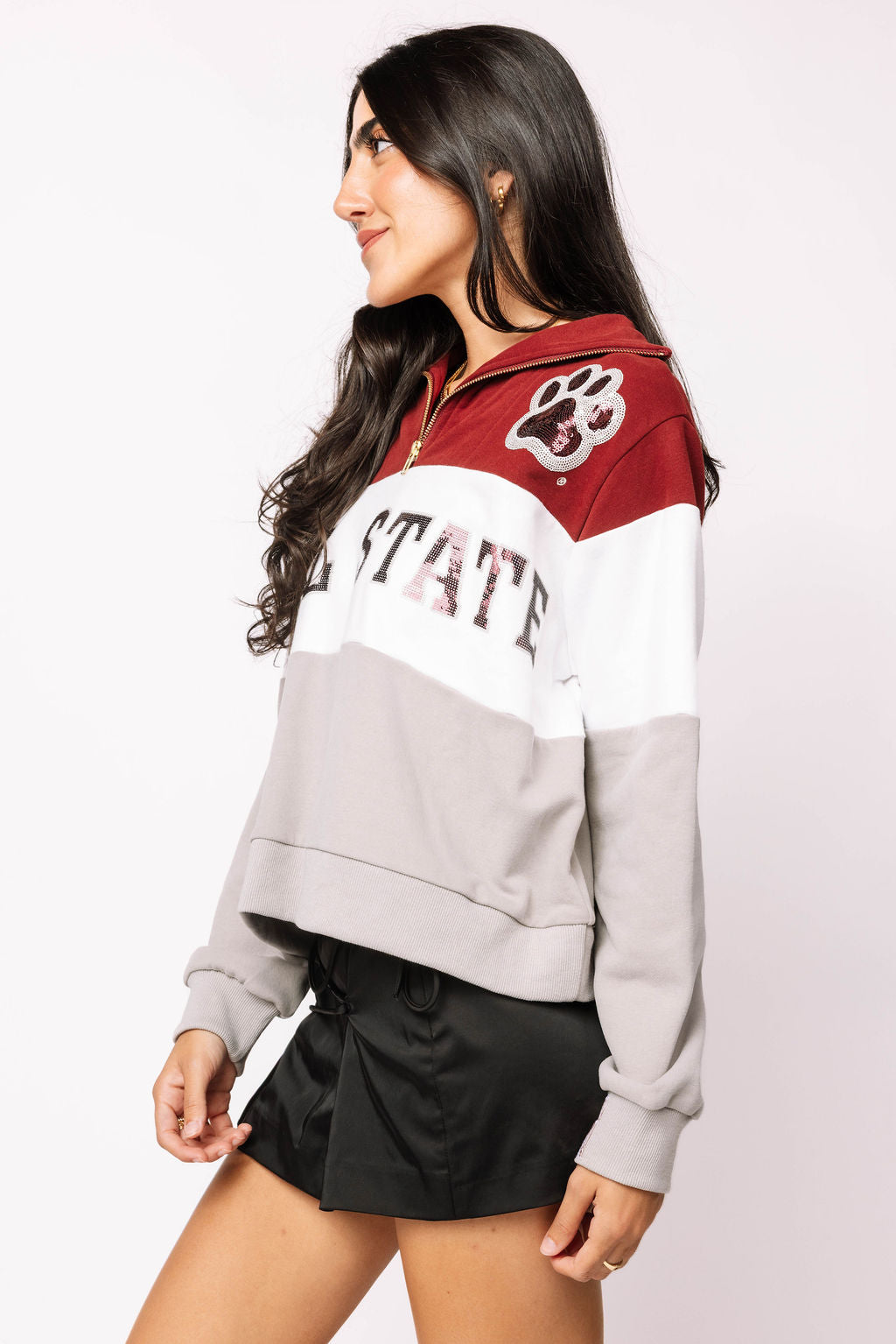 Licensed Miss State Quarter Zip Colorblock Sweatshirt