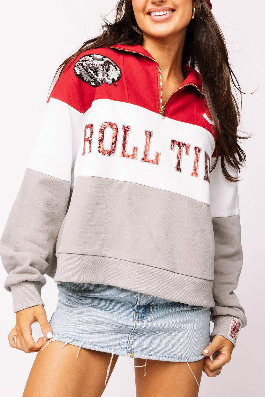 Licensed Alabama Quarter Zip Colorblock Sweatshirt