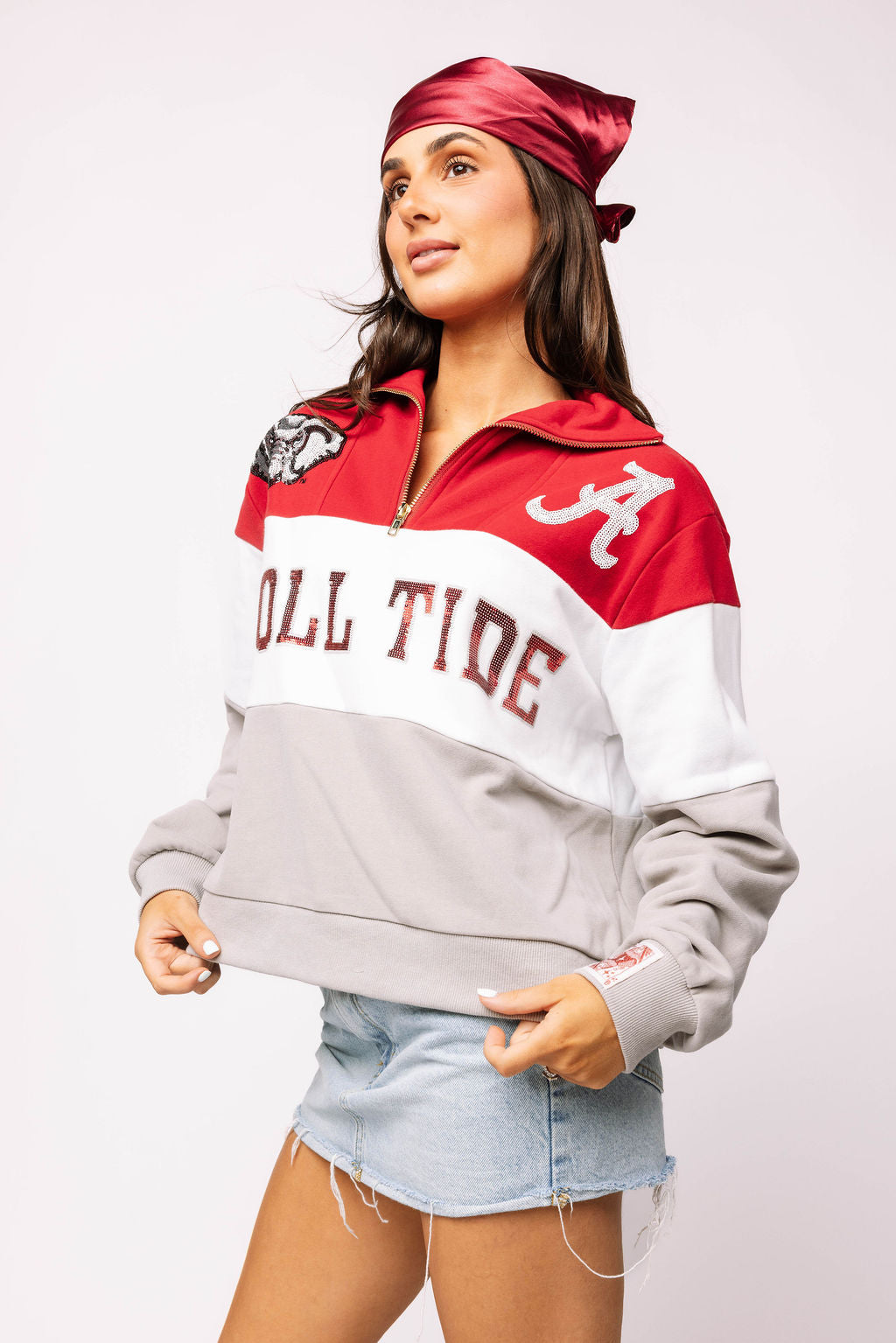Licensed Alabama Quarter Zip Colorblock Sweatshirt