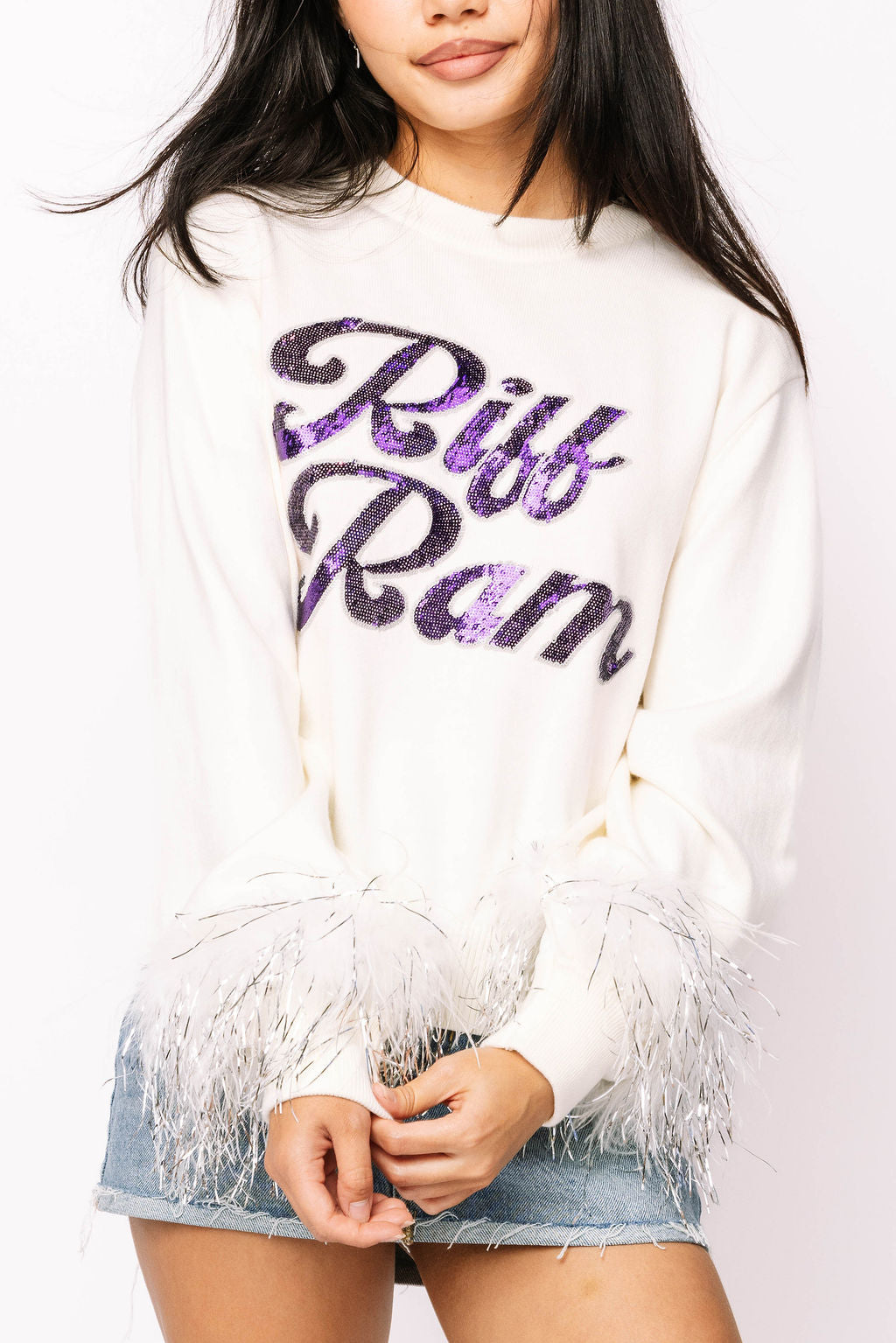 Licensed TCU Feather Sleeve Sweater