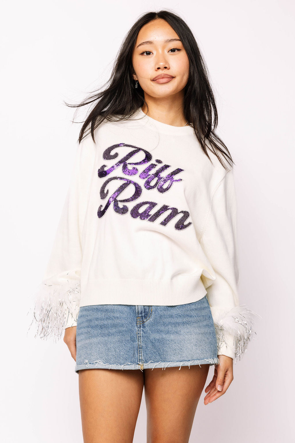 Licensed TCU Feather Sleeve Sweater