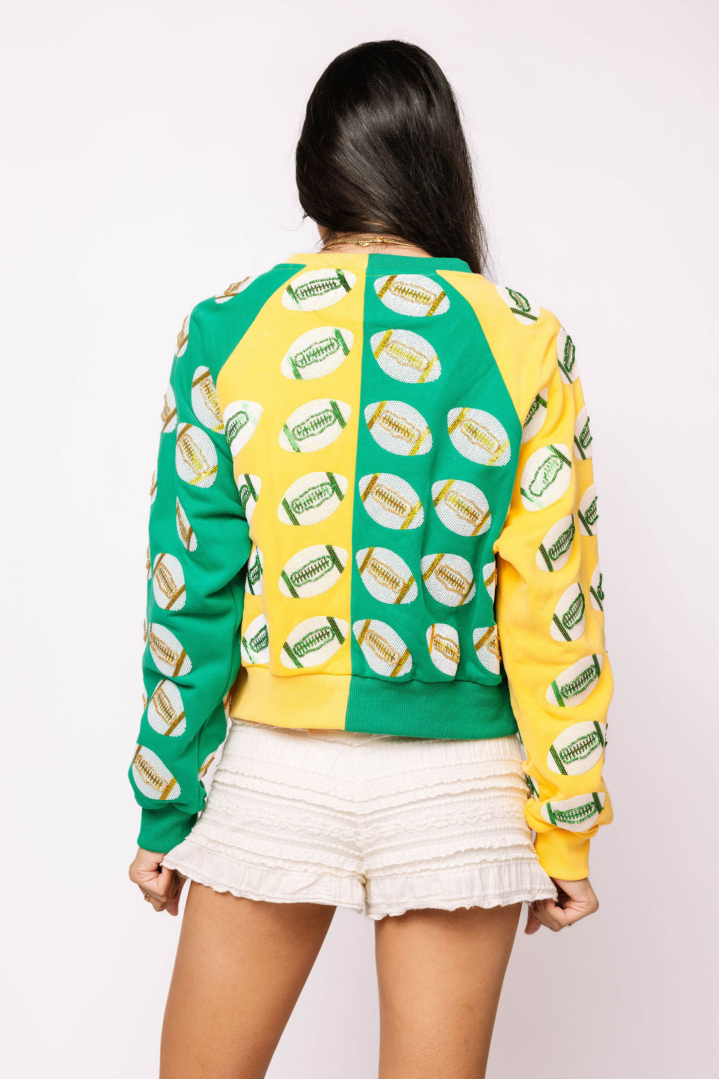 Green & Yellow Colorblock Football Sweatshirt