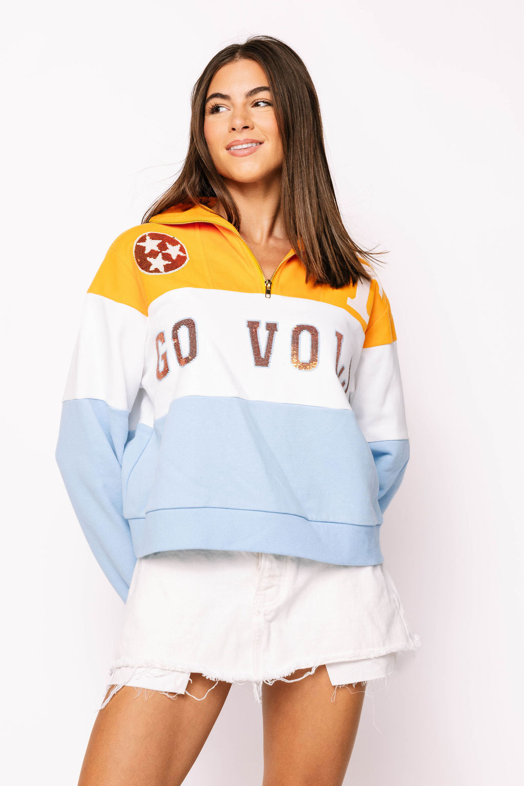 Licensed Tennessee Quarter Zip Colorblock Sweatshirt