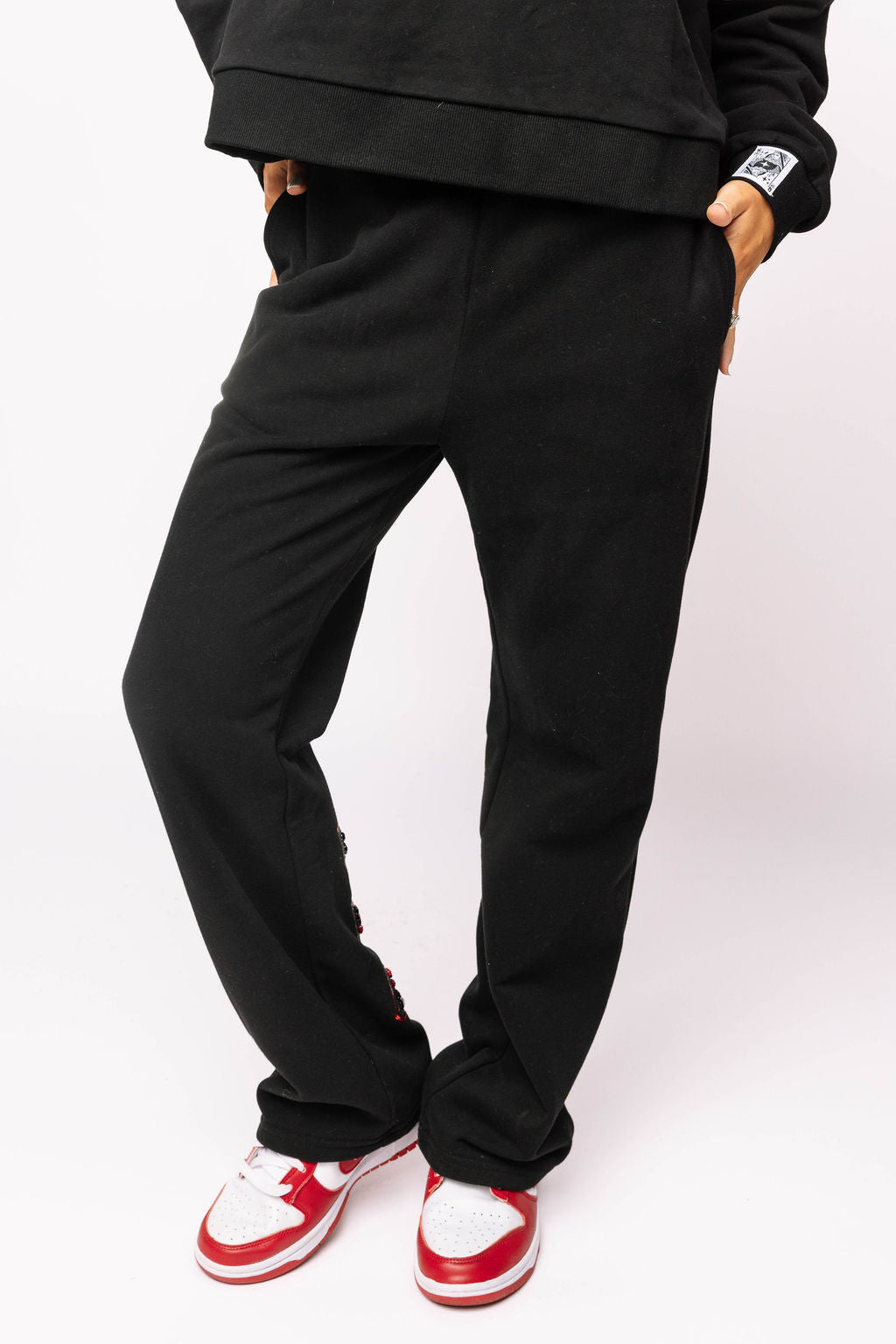 Licensed Texas Tech Black with Multi Jewel Letter Sweatpants