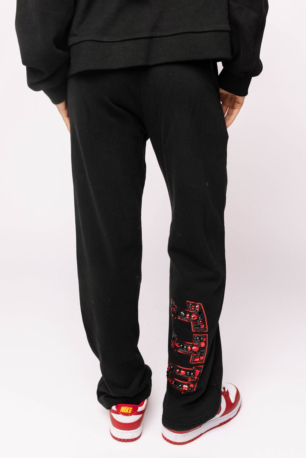Licensed Texas Tech Black with Multi Jewel Letter Sweatpants