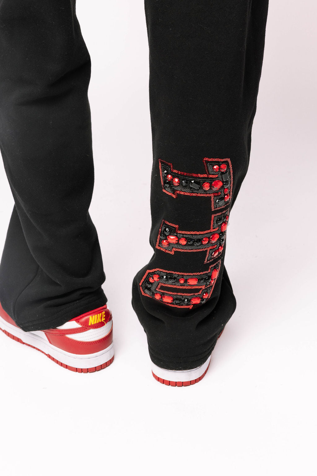 Licensed Texas Tech Black with Multi Jewel Letter Sweatpants