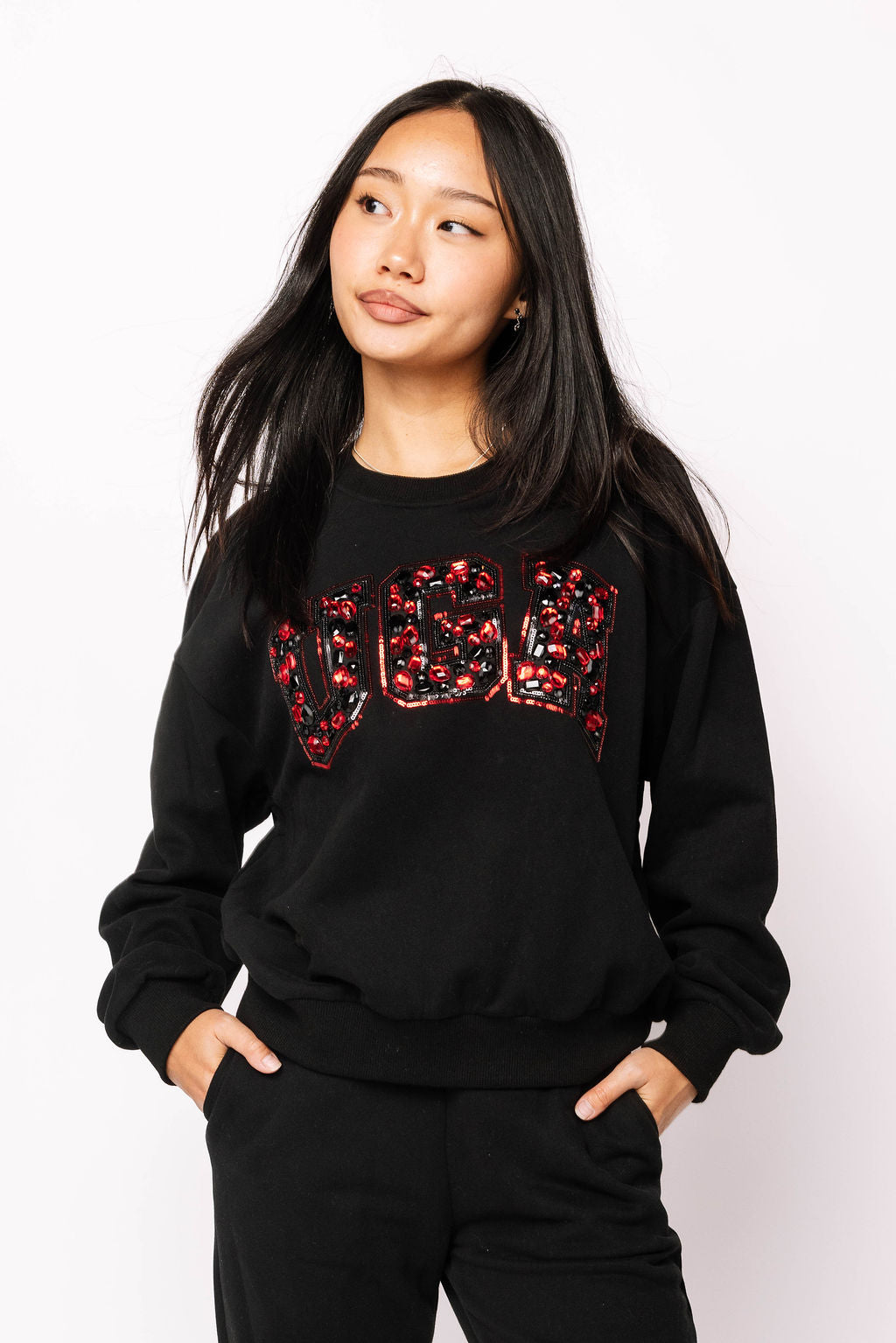 Licensed UGA Black with Multi Jewel Letter Sweatshirt