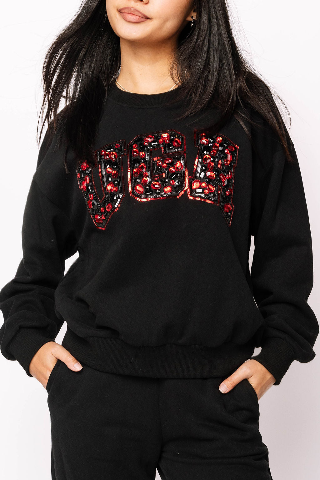 Licensed UGA Black with Multi Jewel Letter Sweatshirt