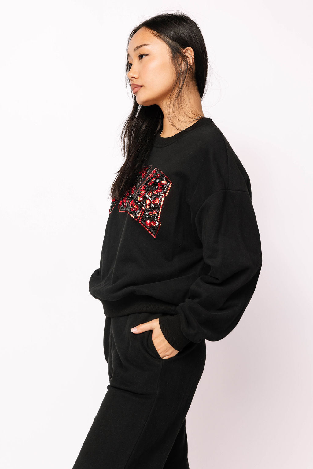 Licensed UGA Black with Multi Jewel Letter Sweatshirt