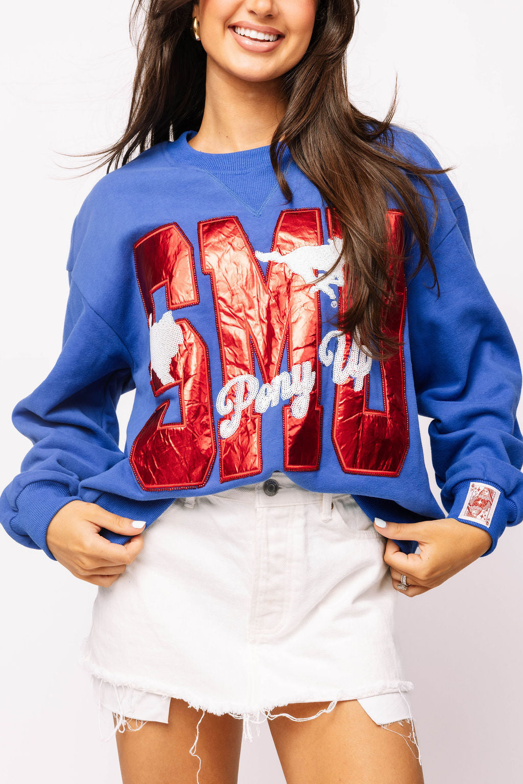 Licensed SMU Metallic Word With Icons Sweatshirt