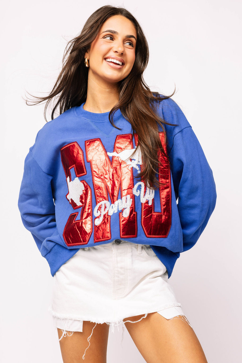 Licensed SMU Metallic Word With Icons Sweatshirt