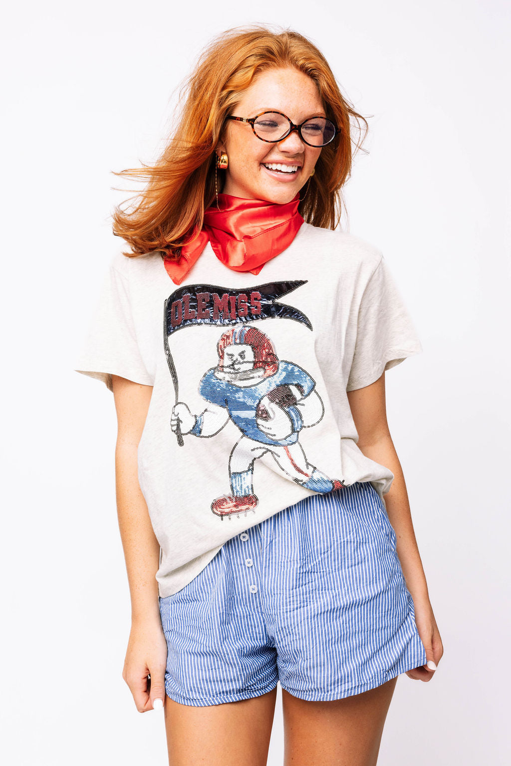Licensed Ole Miss Football Player with Flag Tee