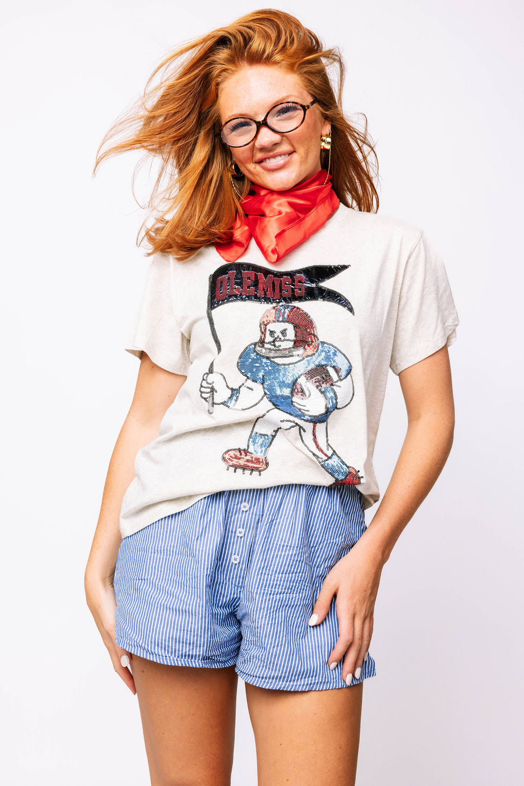 Licensed Ole Miss Football Player with Flag Tee