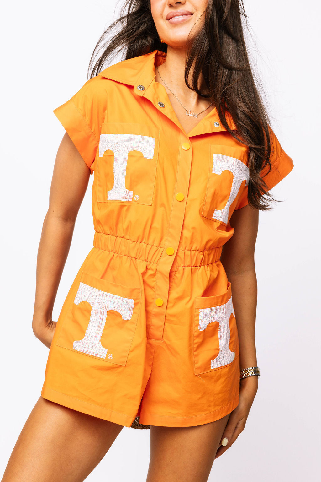 Licensed Bright Orange Tennessee Mascot Pocket Romper
