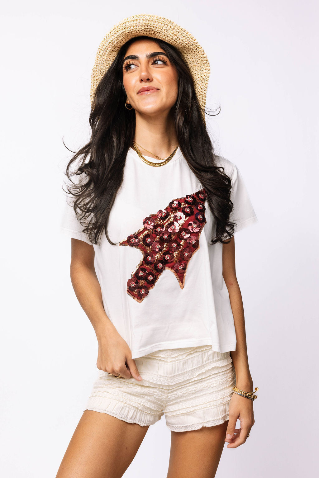 Licensed FSU Arrowhead Sequin Flower Tee