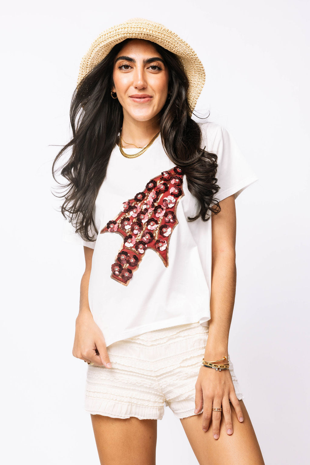 Licensed FSU Arrowhead Sequin Flower Tee