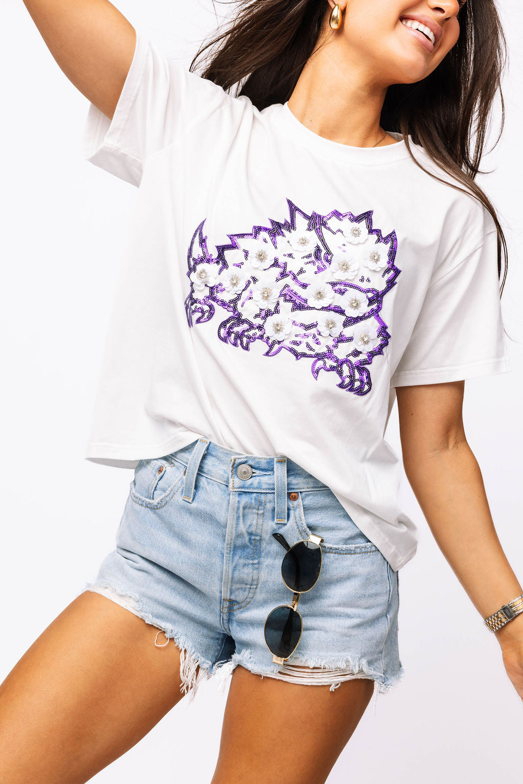 Licensed TCU Sequin Flower Tee