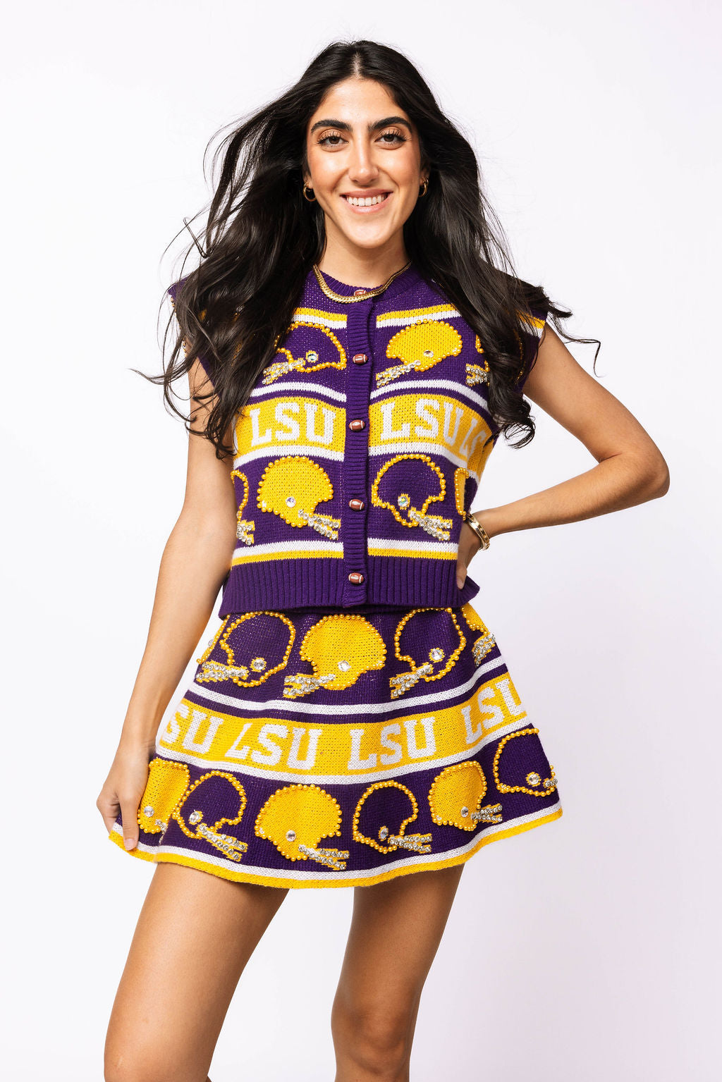 Licensed LSU Vintage Football Helmet Stripe Skirt