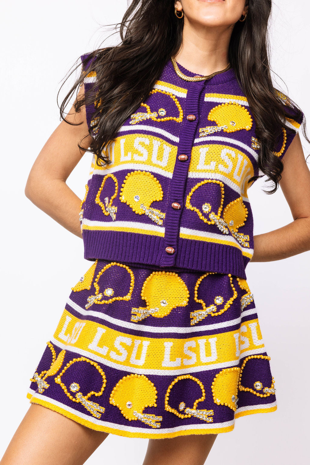 Licensed LSU Vintage Football Helmet Stripe Skirt