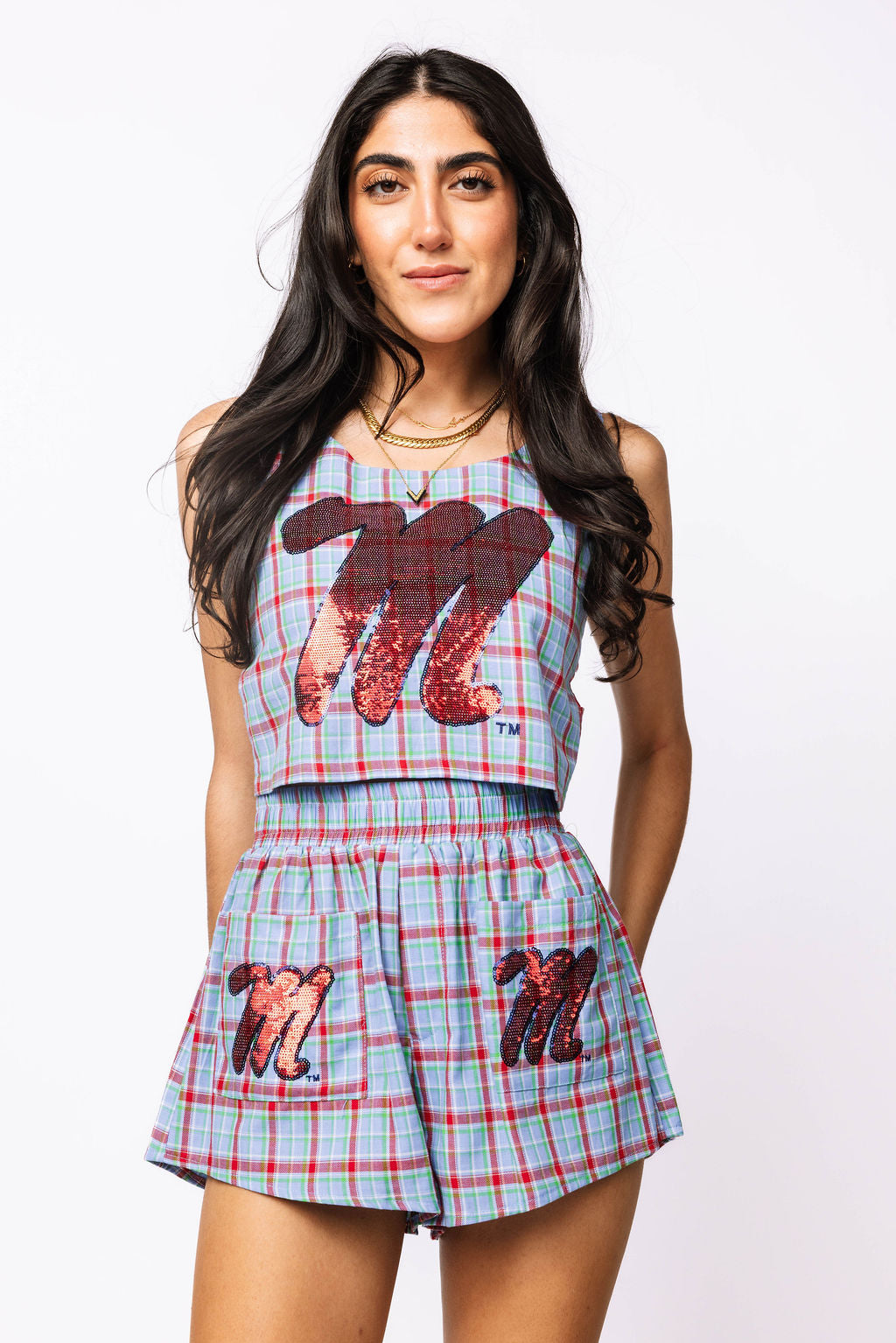 Licensed Ole Miss Plaid Mascot Cut Out Tank