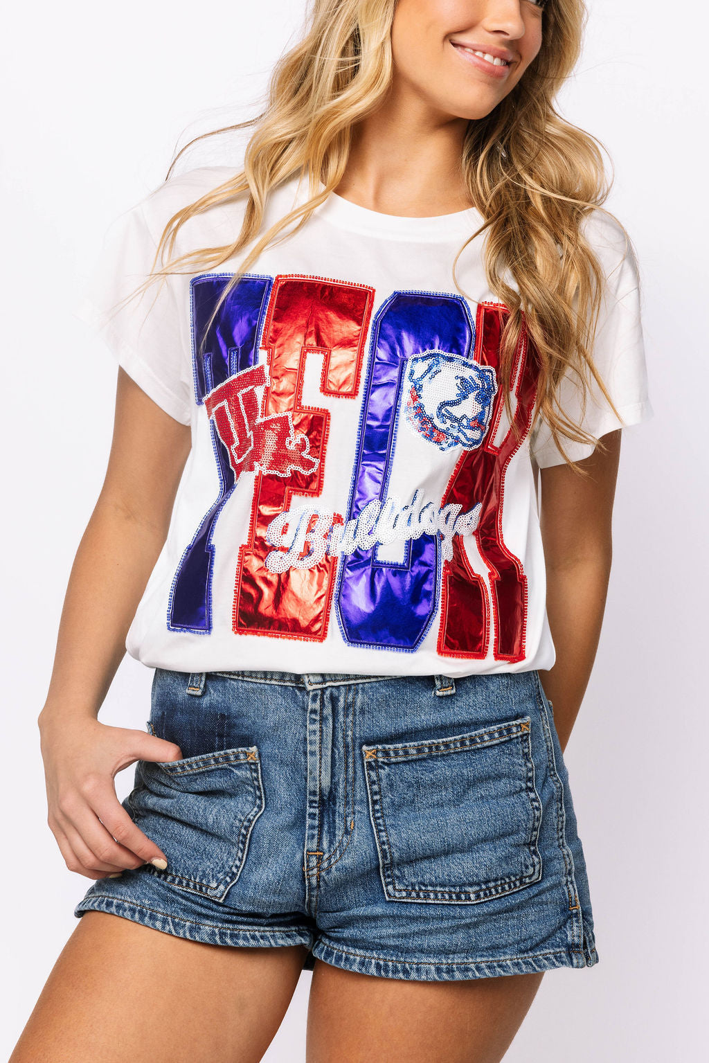 Licensed LA Tech Metallic Word with Icons Tee