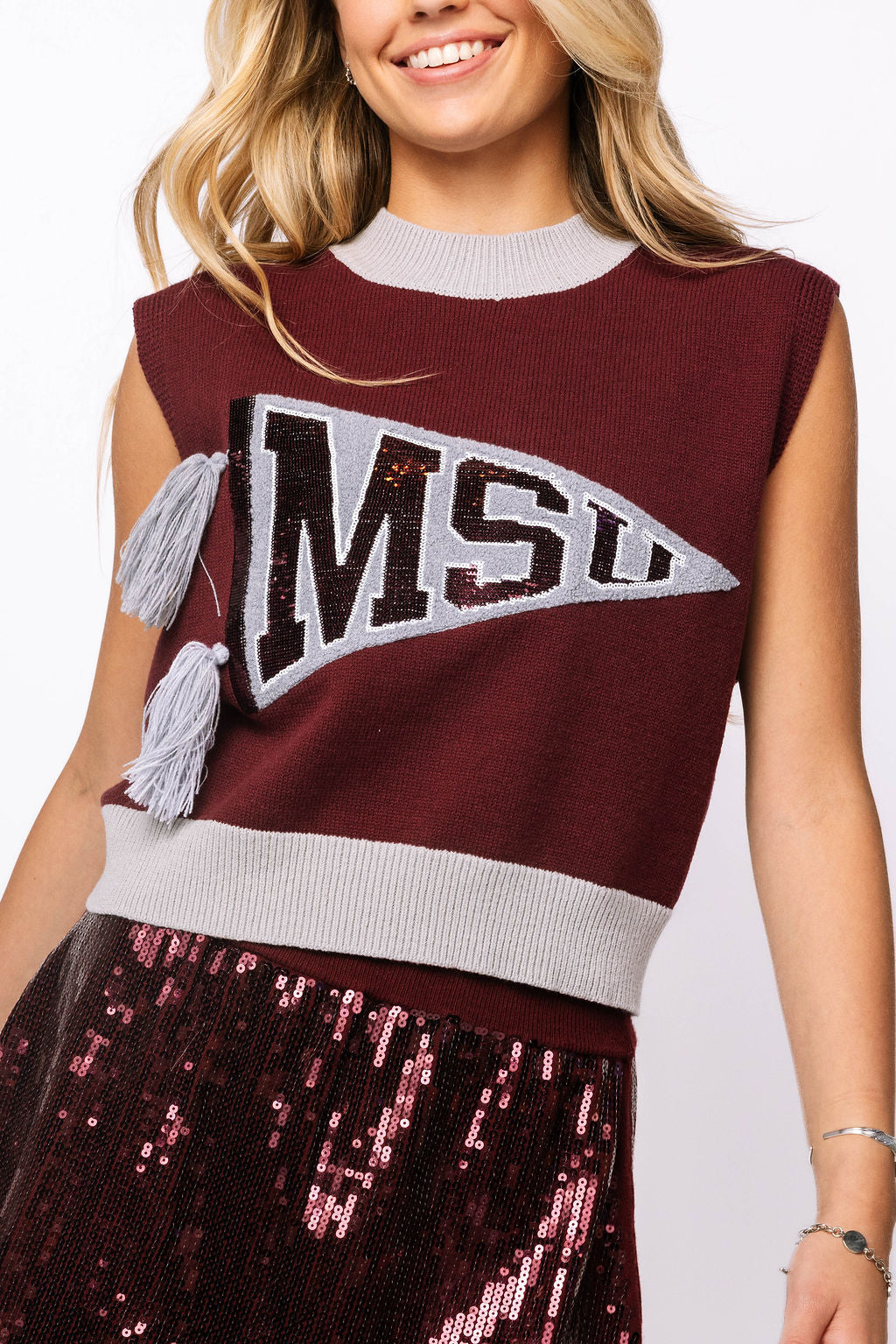 Licensed 'MSU' Pennant Sweater Tank