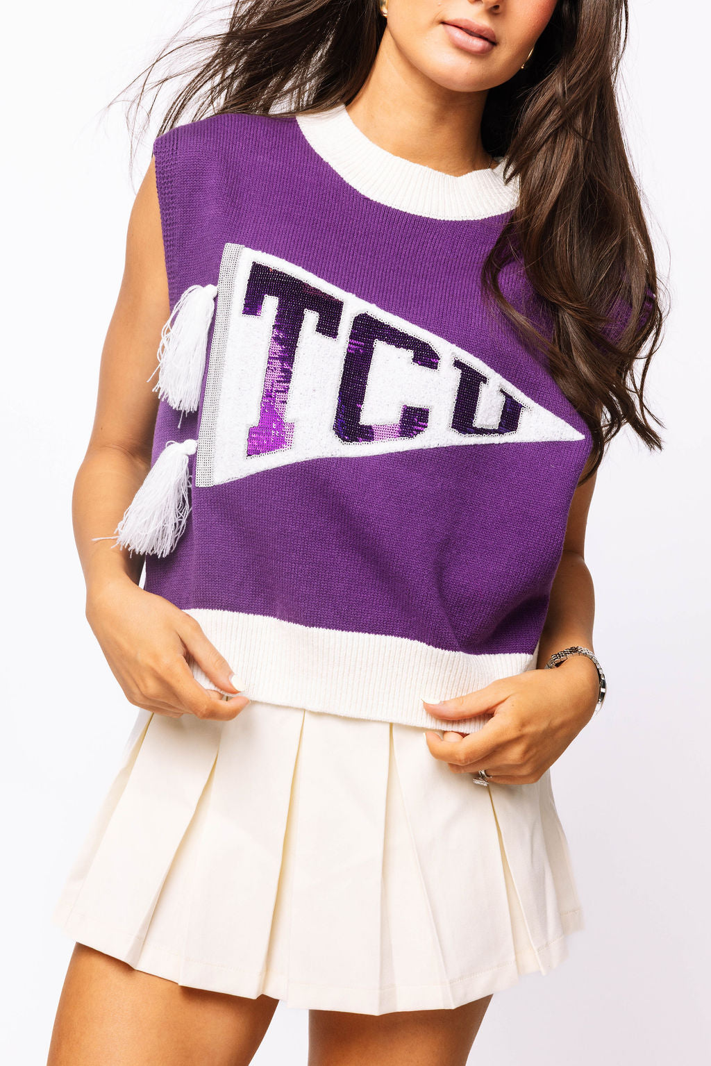 Licensed 'TCU' Pennant Sweater Tank