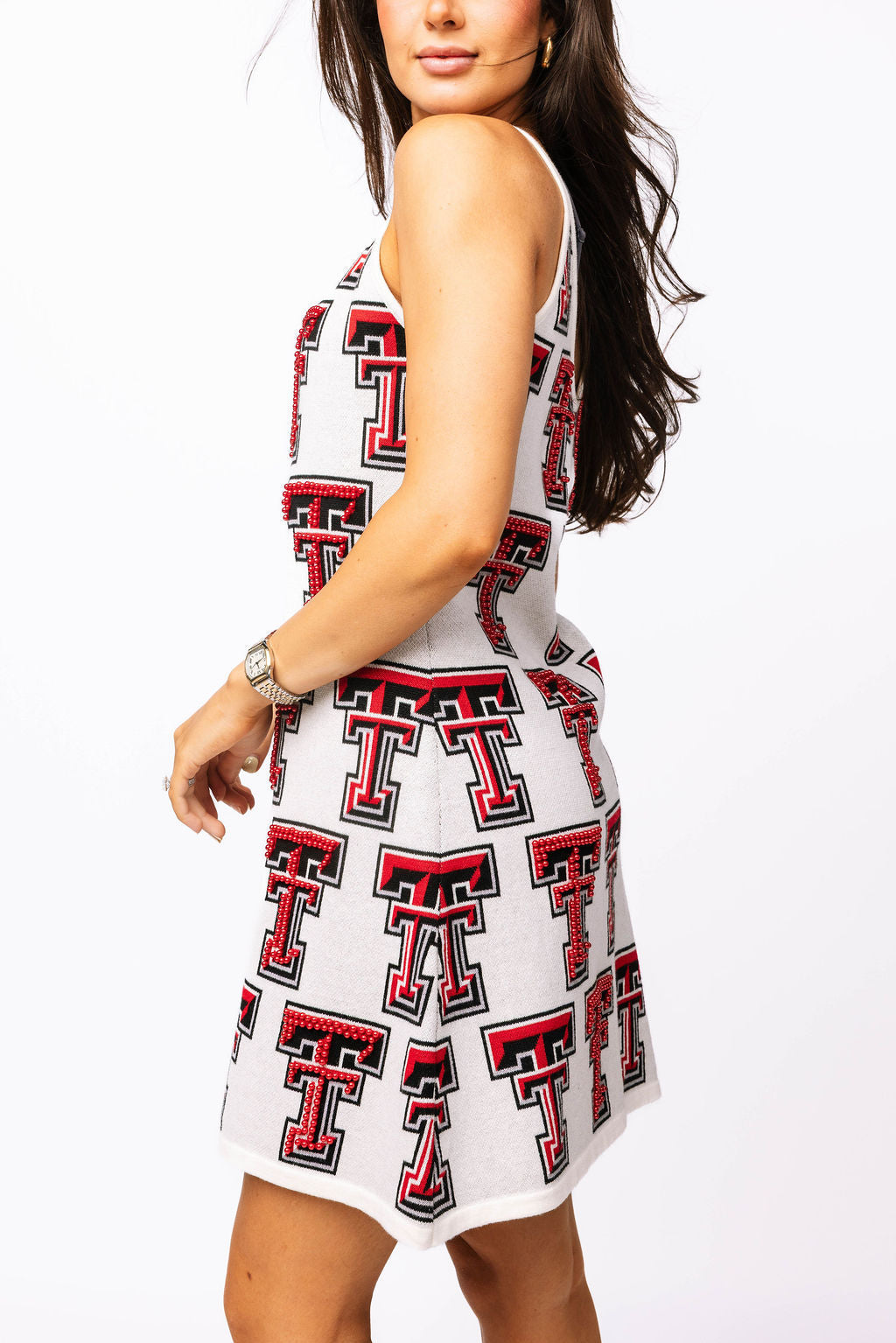 Licensed Texas Tech Knit In Mascot Rhinestone Knit Tank Dress