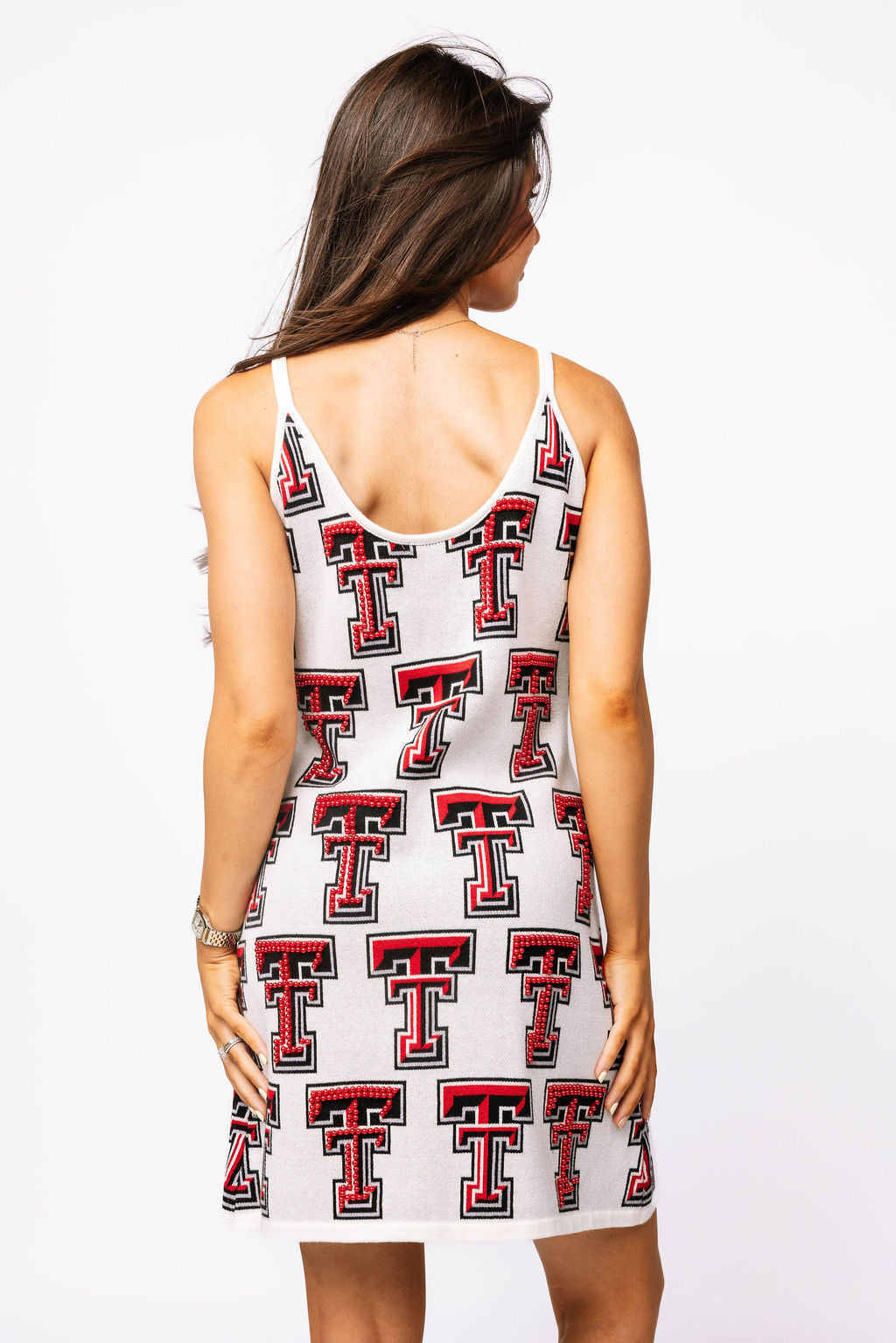 Licensed Texas Tech Knit In Mascot Rhinestone Knit Tank Dress