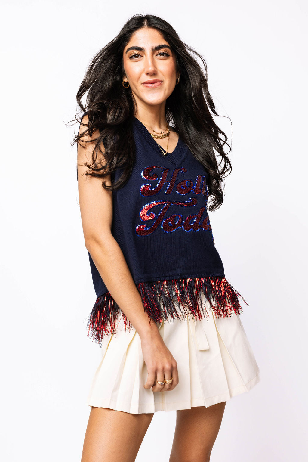 Licensed Ole Miss 'Hotty Toddy' Feather Bottom Tank Sweater