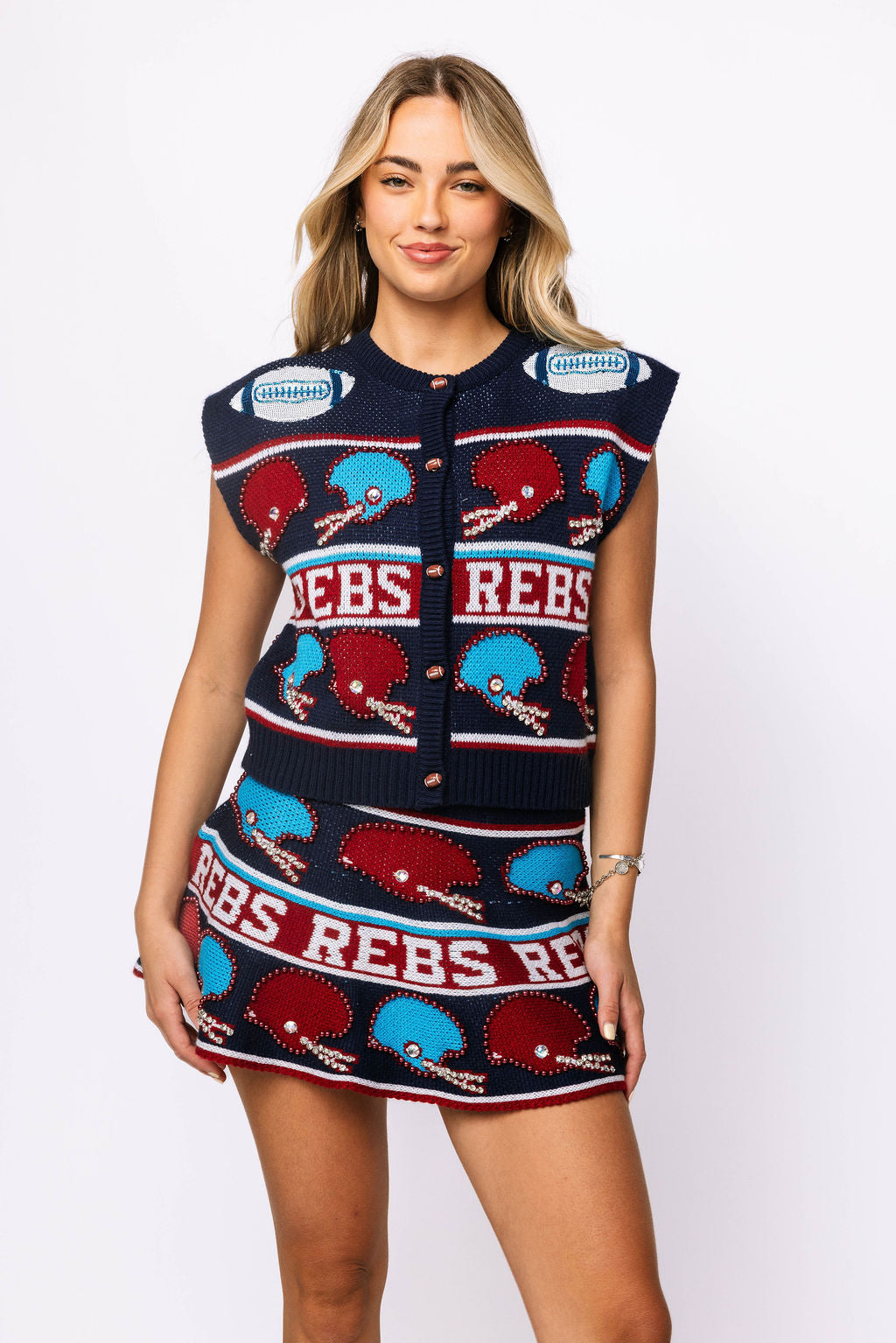 Licensed Ole Miss Vintage Football Helmet Stripe Skirt