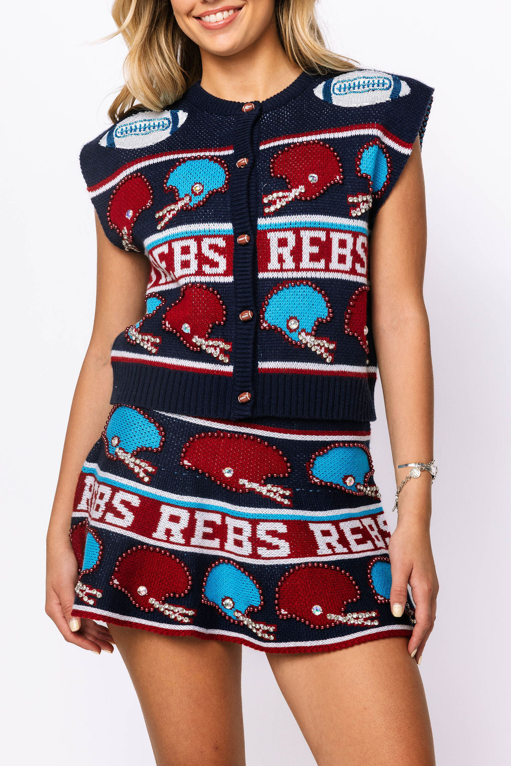 Licensed Ole Miss Vintage Football Helmet Stripe Skirt