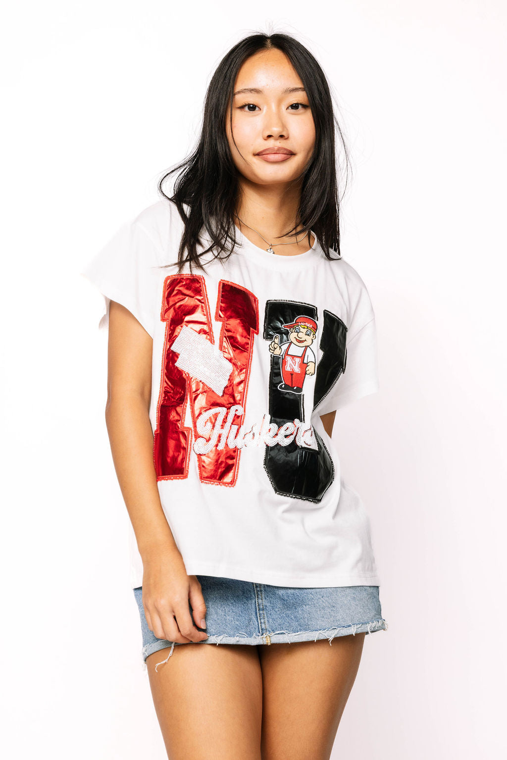 Licensed Nebraska Metallic Word with Icons Tee